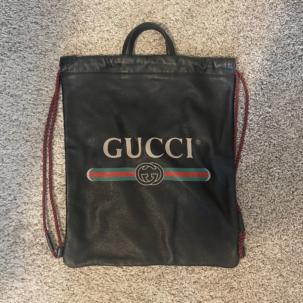 Gucci Logo Drawstring Backpack